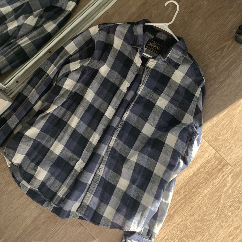 Navy and white flannel
